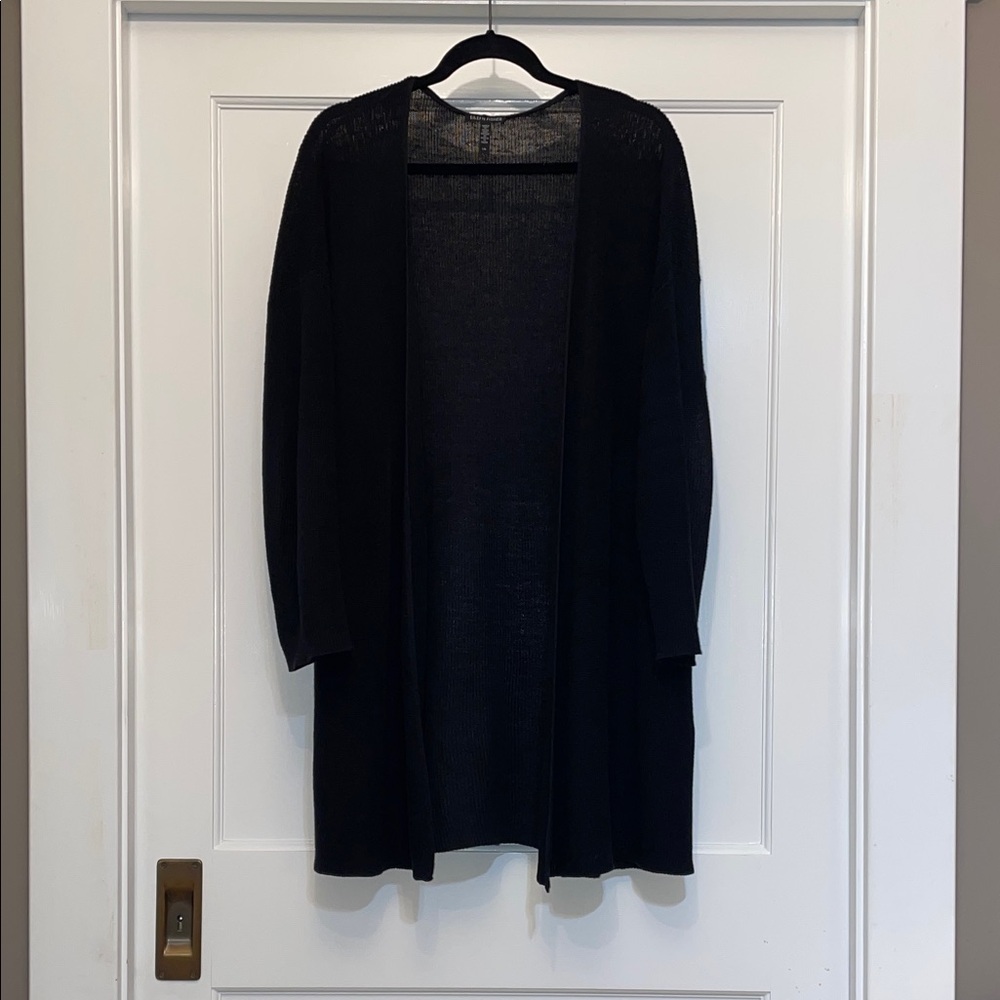 Eileen Fisher Long Black Cardigan Sweater